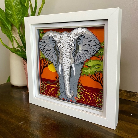 3D Elephant Safari Shadowbox - Picture 4 of 8